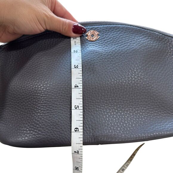 Dagne Dover Lola Gray Pebbled Leather Cosmetic Zip Pouch Makeup Toiletry Bag - Picture 11 of 13